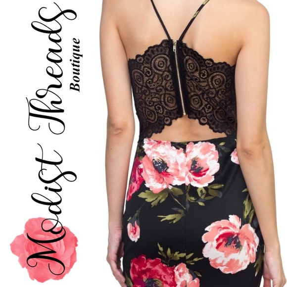 Black Floral Mini Dress - Picture 4 of 4